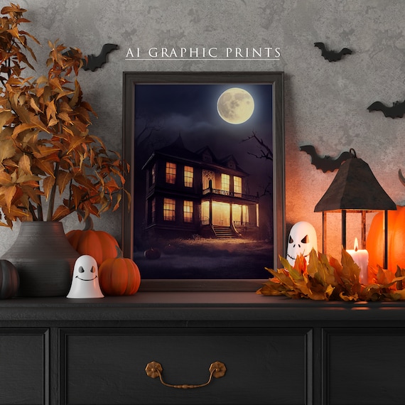 Haunted House Halloween Gothic Surreal Art Print