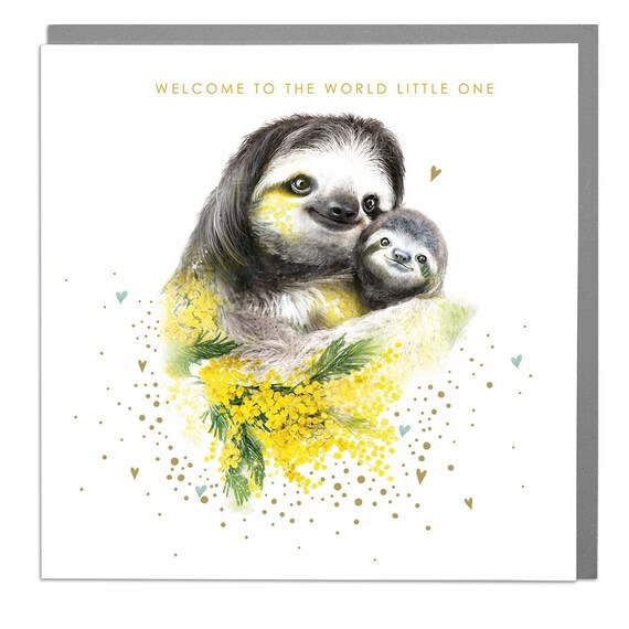 Sloth Welcome To The World Little One New Baby Card Art Print