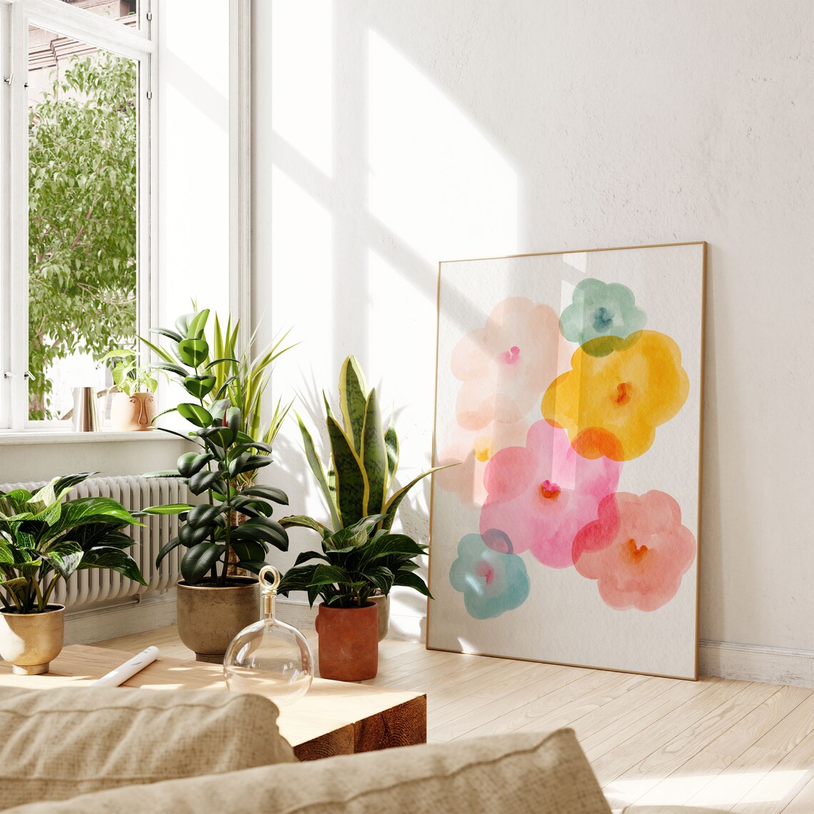 Floral Watercolor Abstract Art Print, Botanical Decor