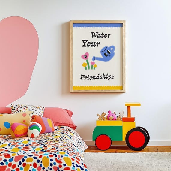 Friendship Quote Print, Retro Groovy Nursery Decor