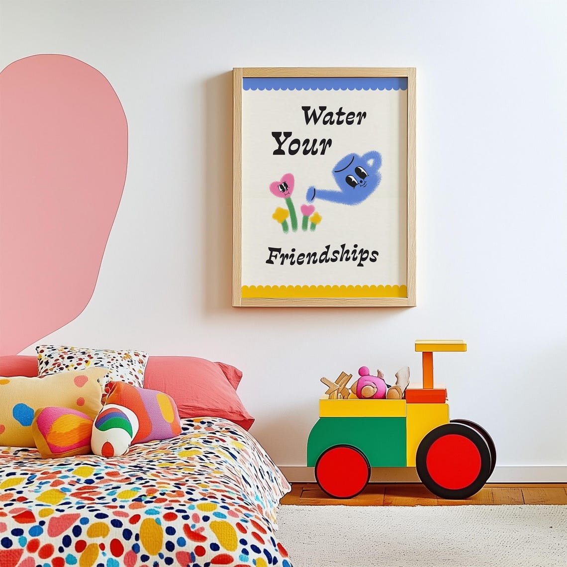 Friendship Quote Print, Retro Groovy Nursery Decor