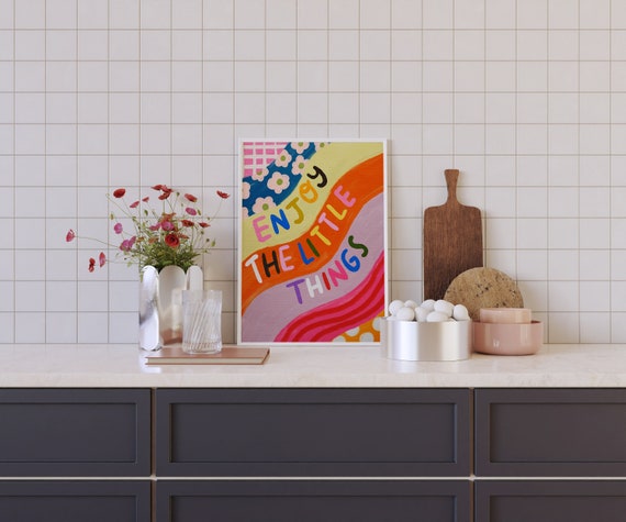 Enjoy The Little Things Colorful Typography Art Print
