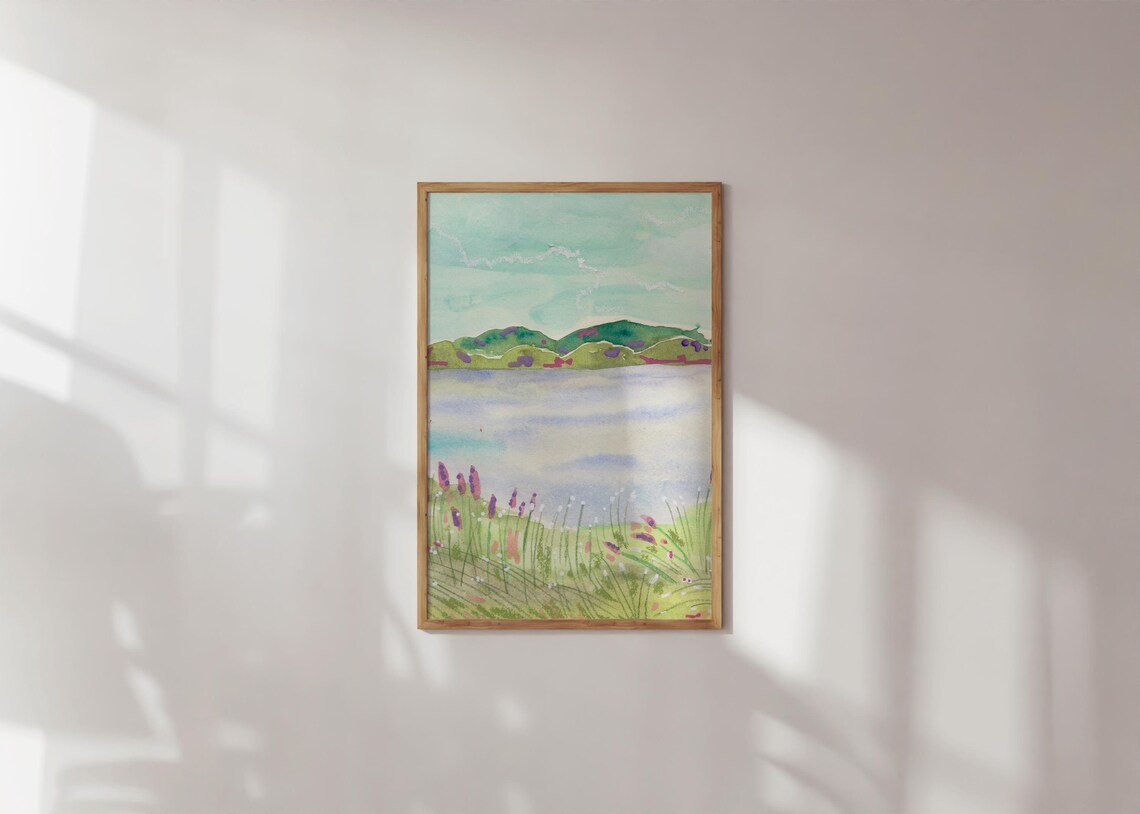 Colorful Lake and Mountain Landscape Art Print