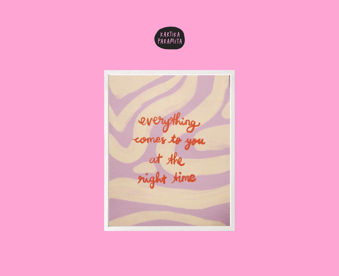 Motivational Quote Wall Art, Handdrawn Colorful Print