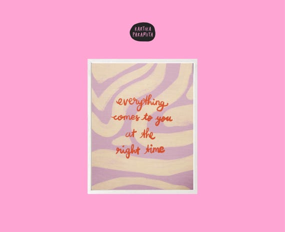 Motivational Quote Wall Art, Handdrawn Colorful Print