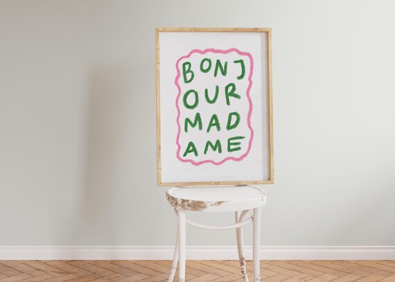 Bonjour Madame French Art Print, Colorful Decor