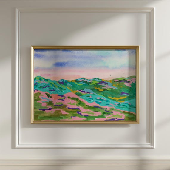 Colorful Mountain Landscape Art Print Scenery Wall