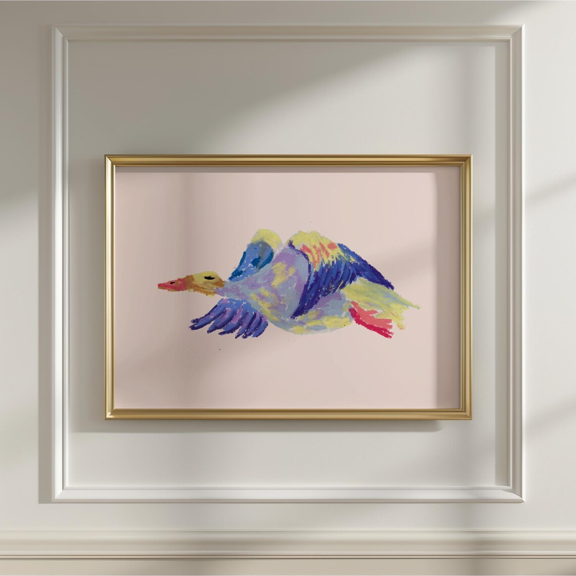 Colorful Flying Bird Art Print Quirky Nursery Watercolor Wall Decor