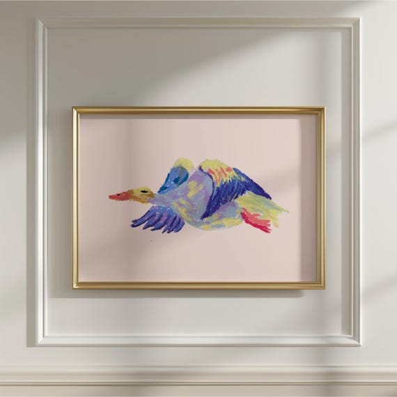 Colorful Bird Art Print Quirky Nursery Wall Decor