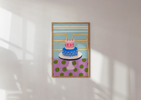 Colorful Birthday Cake Kitchen Art Print