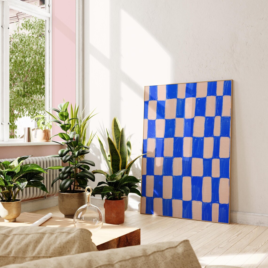 Checkerboard Acrylic Colorful Geometric Art Print