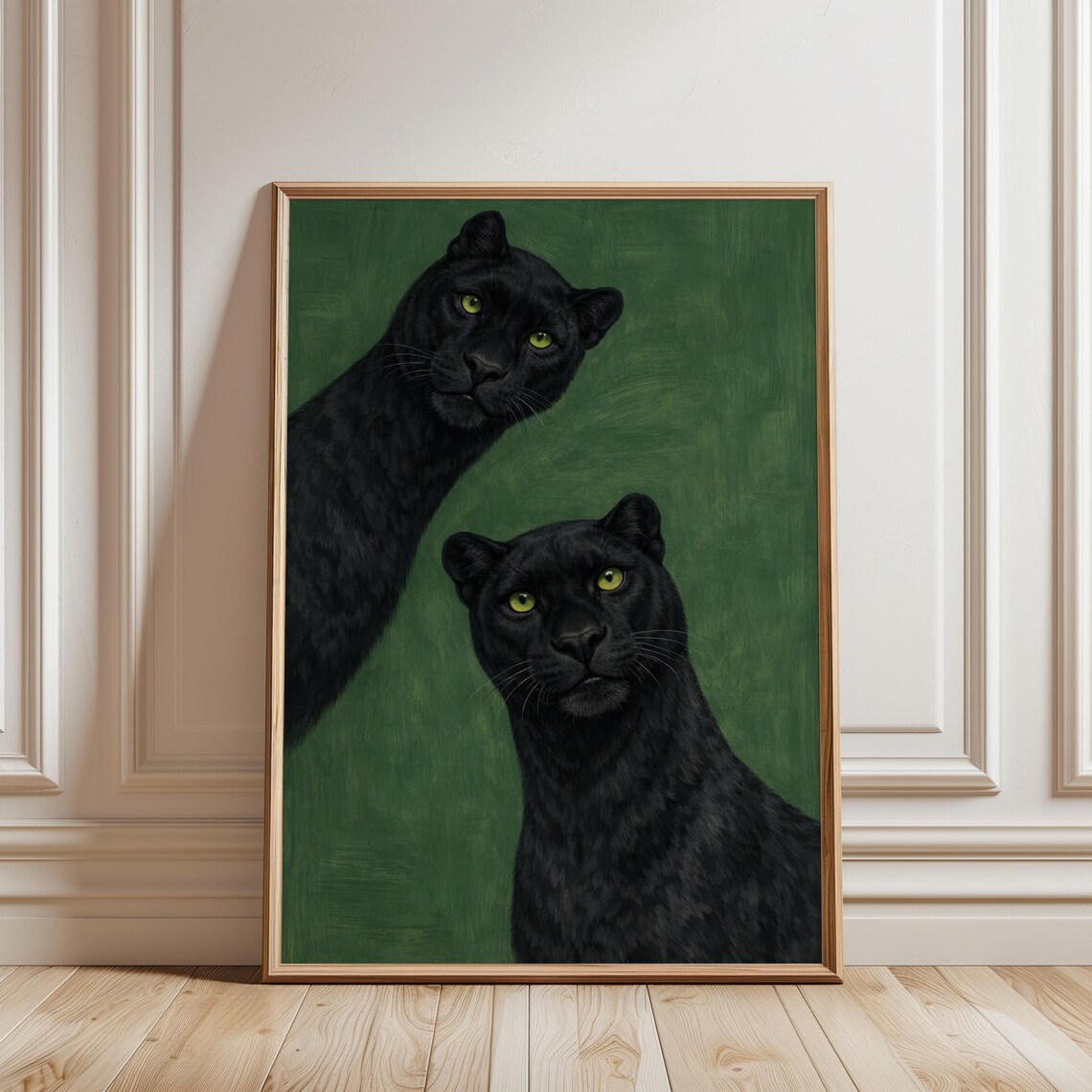 Black Panther Duo, Vintage Abstract Art Print