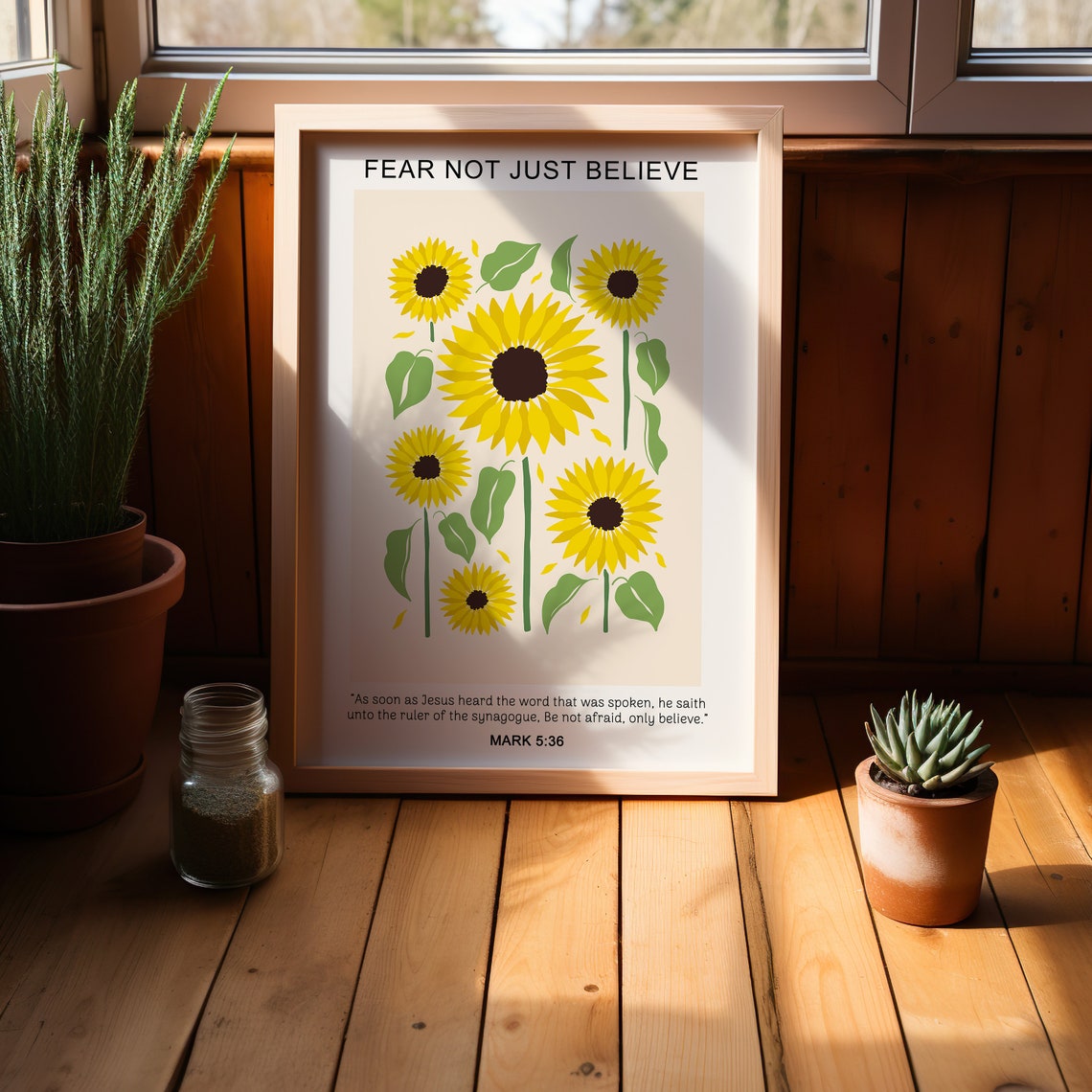 Christian Wall Art Sunflower Wall Decor Mark Scripture Religious Poster Faith Poster Bible Verse Baptism Gift For Christians - Image 4
