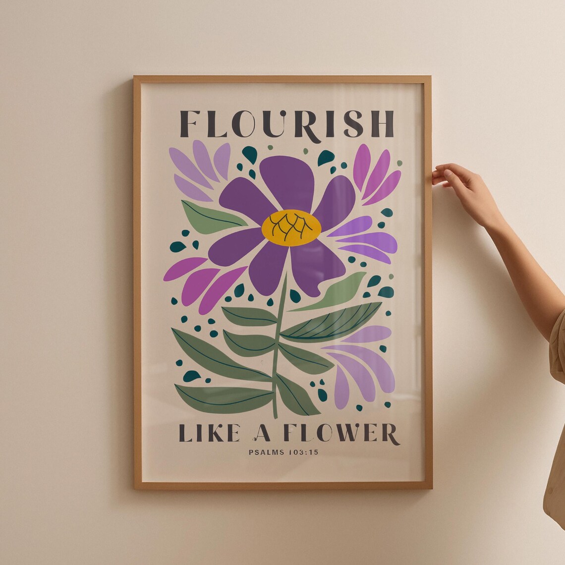 Psalm Print, Christian Floral Scripture Art Poster - Image 2