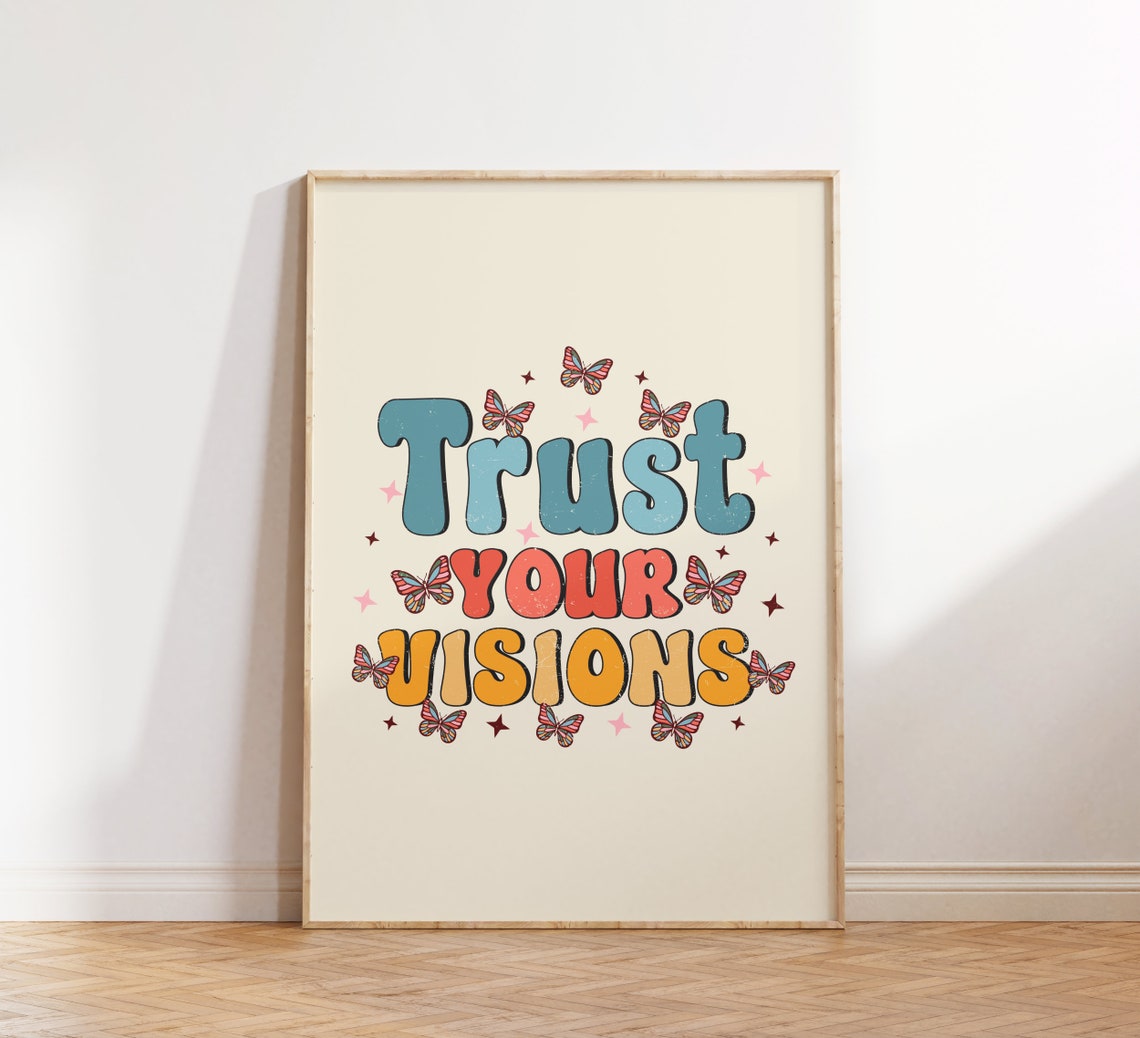 Retro Quote Wall Print Inspirational Print Butterfly Poster Print Retro Wall Decor Art Print - Image 3