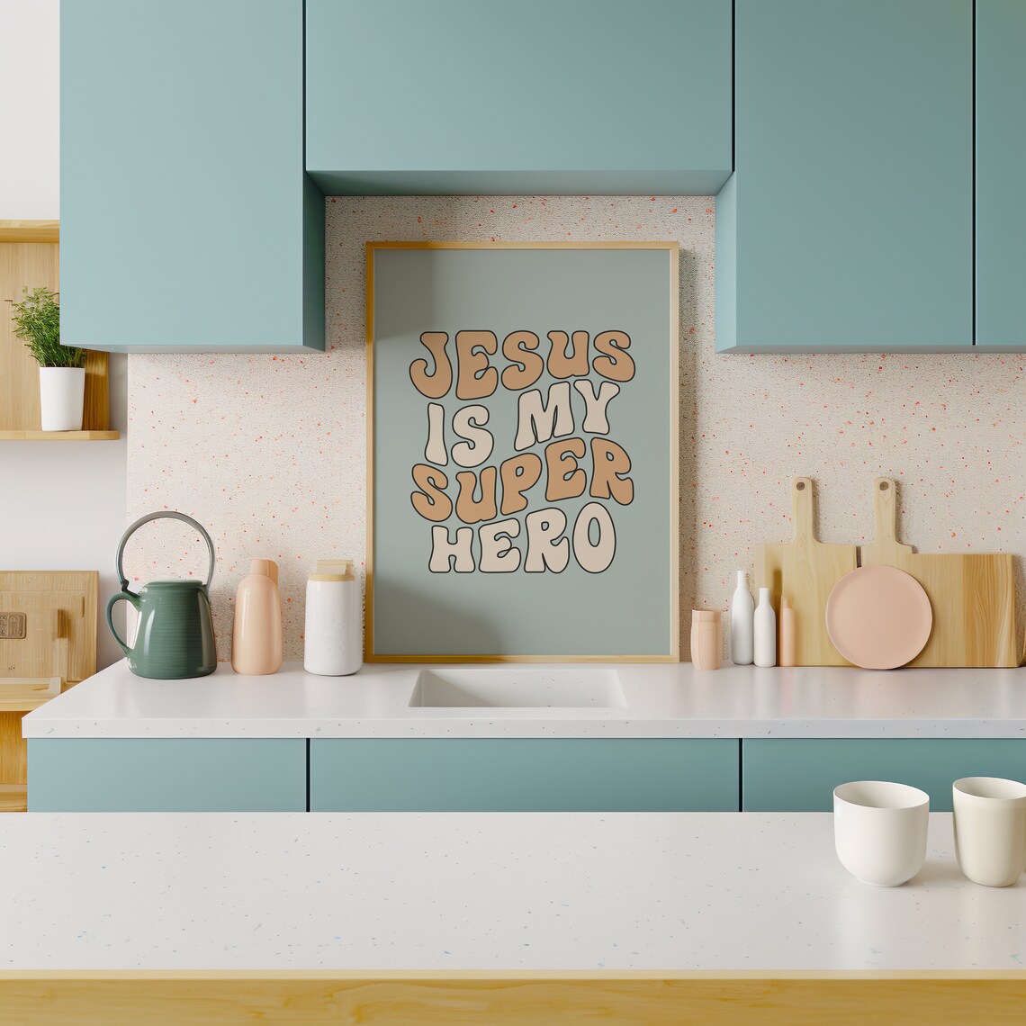 Retro Christian Wall Print, Groovy Bible Verse Poster - Image 3