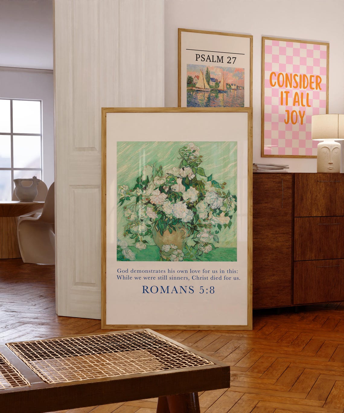 Christian Wall Art Van Gogh Flower Painting Wall Art Flora Wall Art Romans Bible Scripture Wall Print Christian Poster Faith Print - Image 4