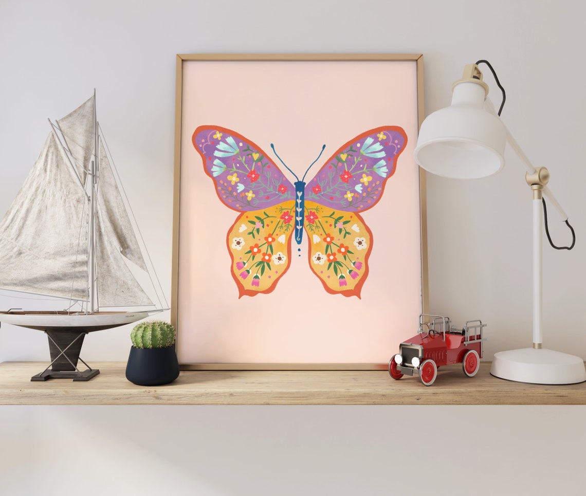 Vintage Butterfly Print Pastel Butterfly Wall Art Print Art Butterfly Poster Wall Decor Housewarming Gift - Image 2