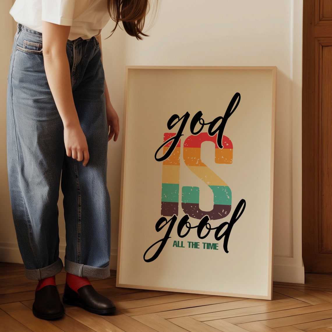 Retro Christian Wall Print God Quote Print Christian Poster Bible Verse Wall Decor Large Art Christian Gift - Image 3