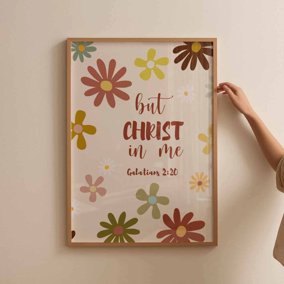 But Christ In Me Galatians 2 20 Retro Daisy Floral Quote Poster - Image 4