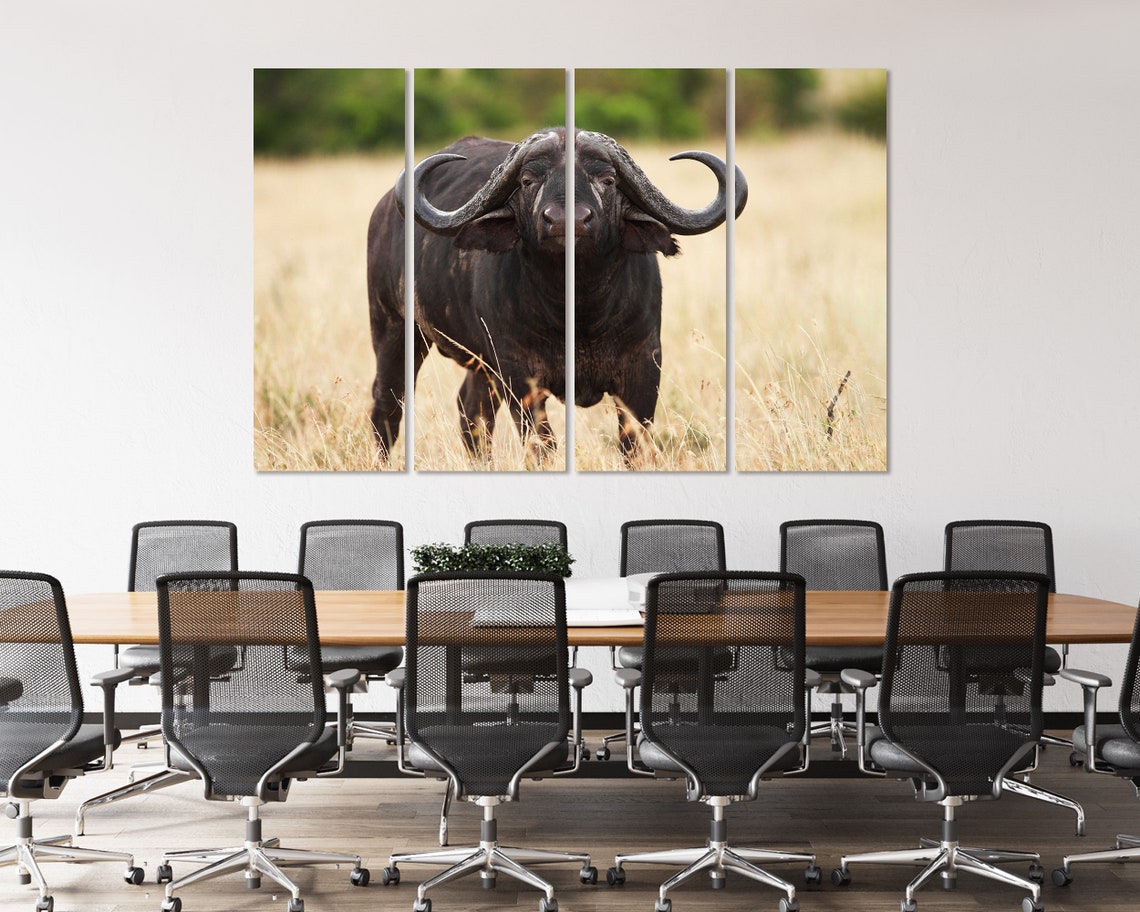Big Black Buffalo Picture Art Print On Buffalo Painting Art Buffalo Wall Decoration Buffalo Art For Gifts Wild Animals Large Art - Image 4