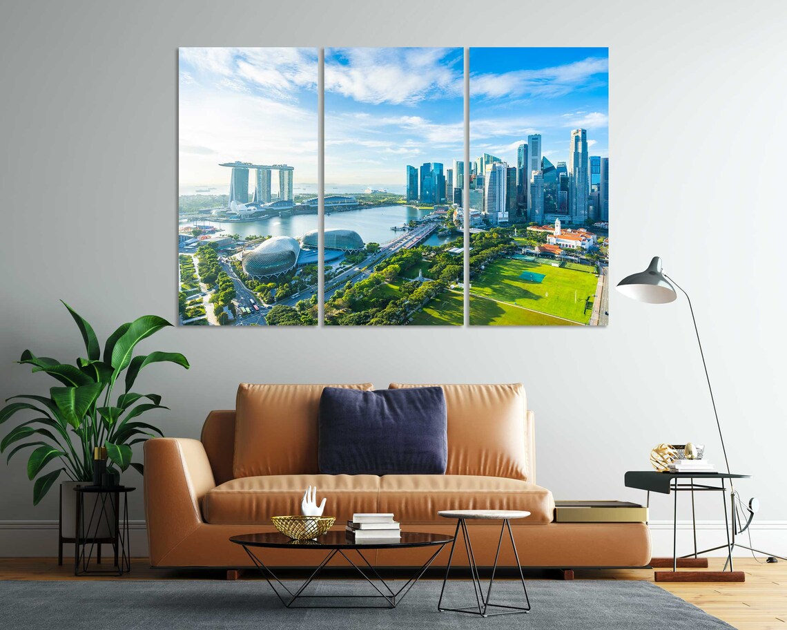 Singapore Skyline Marina Bay Daytime Aerial Cityscape Travel Poster - Image 7