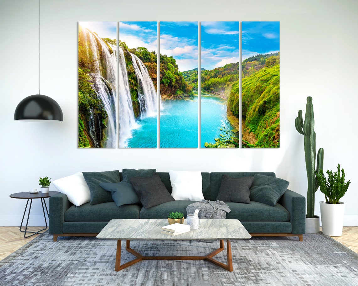 China Huangguoshu Waterfall Pouring into Turquoise Pool Nature Poster - Image 2
