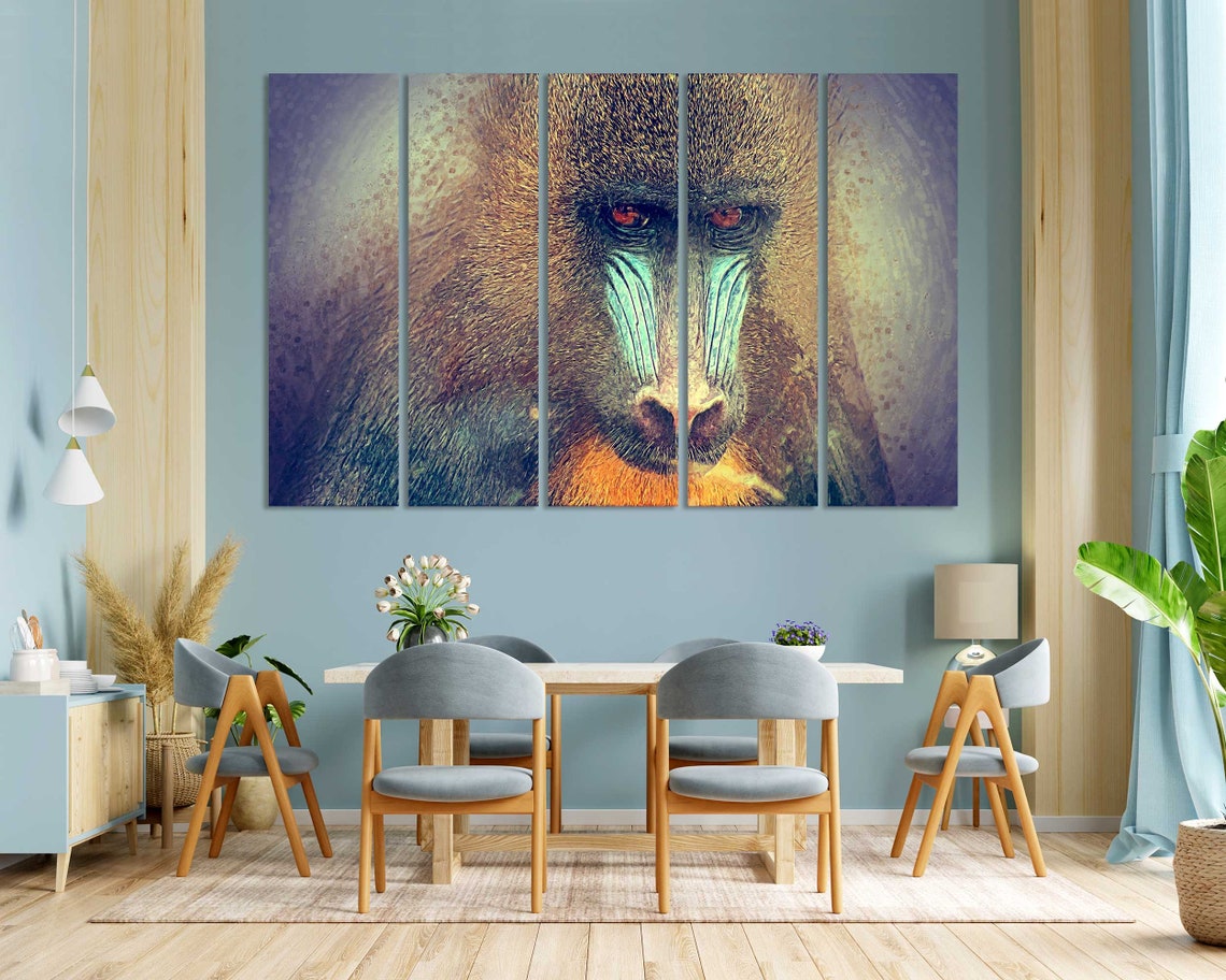 Mandrill Portrait Close Up Wild Primate Colorful Face Wildlife Poster - Image 3