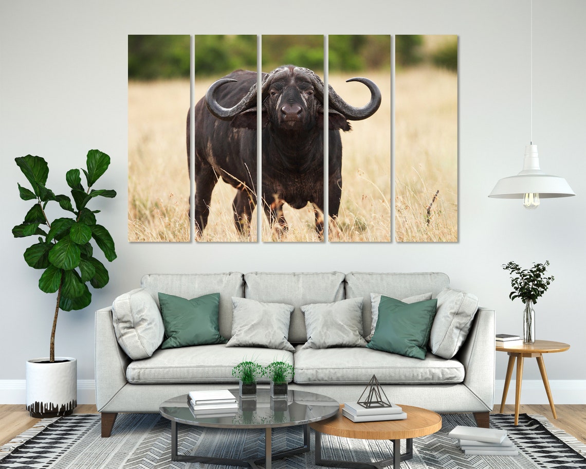 Big Black Buffalo Picture Art Print On Buffalo Painting Art Buffalo Wall Decoration Buffalo Art For Gifts Wild Animals Large Art - Image 7