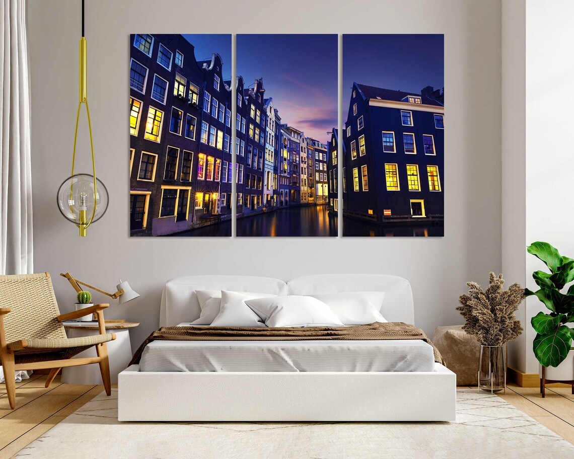 Amsterdam Canal Night City Lights Old Town Houses Travel Poster - Image 6