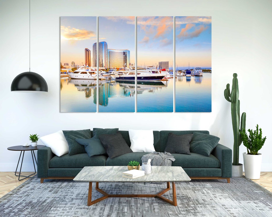 San Diego California Marina Sunset with Yachts and Waterfront Poster - Image 2
