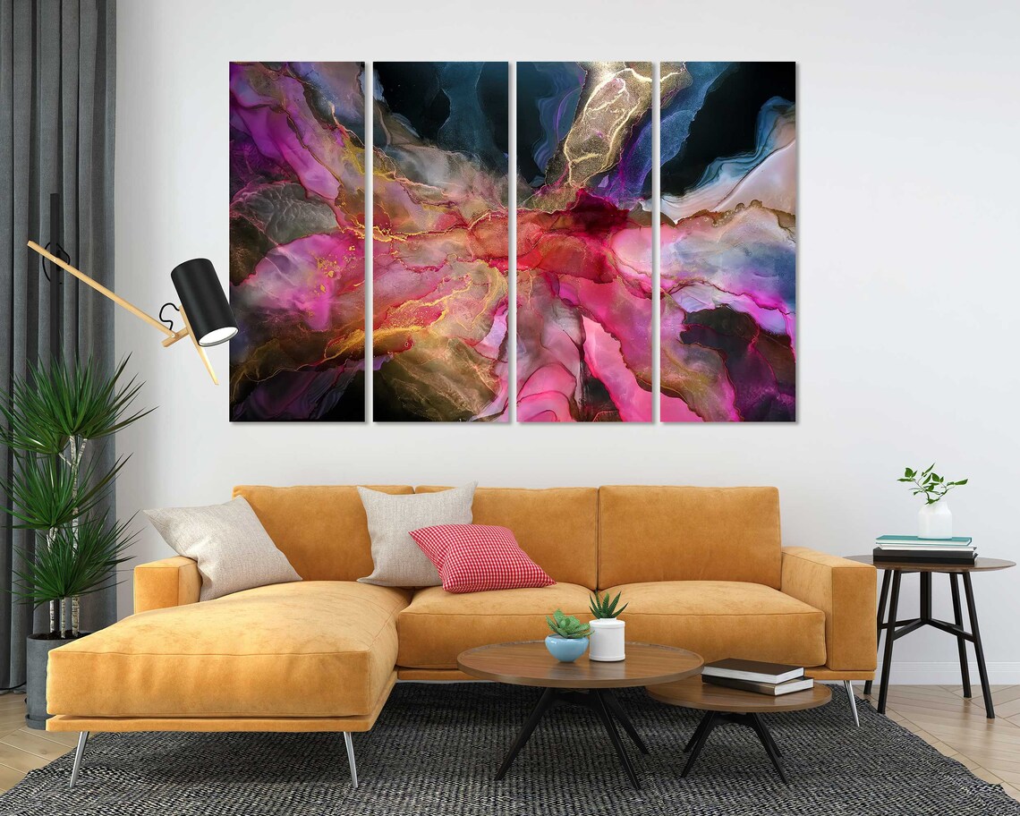 Vibrant Pink Purple Abstract Watercolor Flowing Ink Modern Wall Poster - Image 5