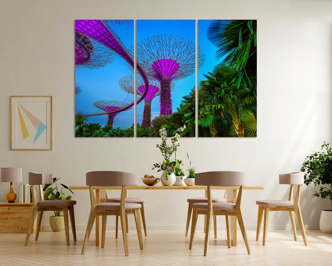 Singapore Gardens by the Bay Glowing Purple Supertrees Night Poster - Image 5