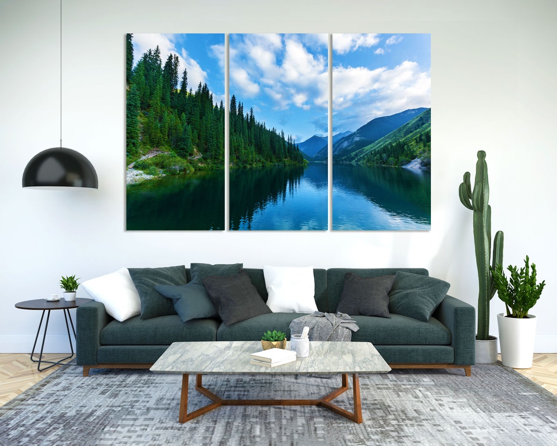 Kolsai Mountain Lake Pine Forest Reflection Kazakhstan Nature Poster - Image 2