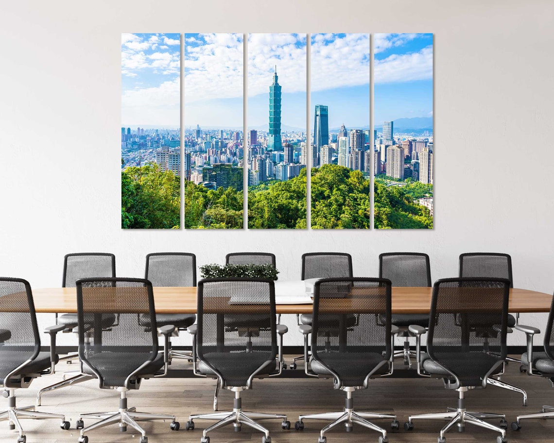 Taipei Cityscape Wall Art Sunny Taipei Print On Taiwan Travel Wall Art Architecture Of City Taipei Photo Print On - Image 4