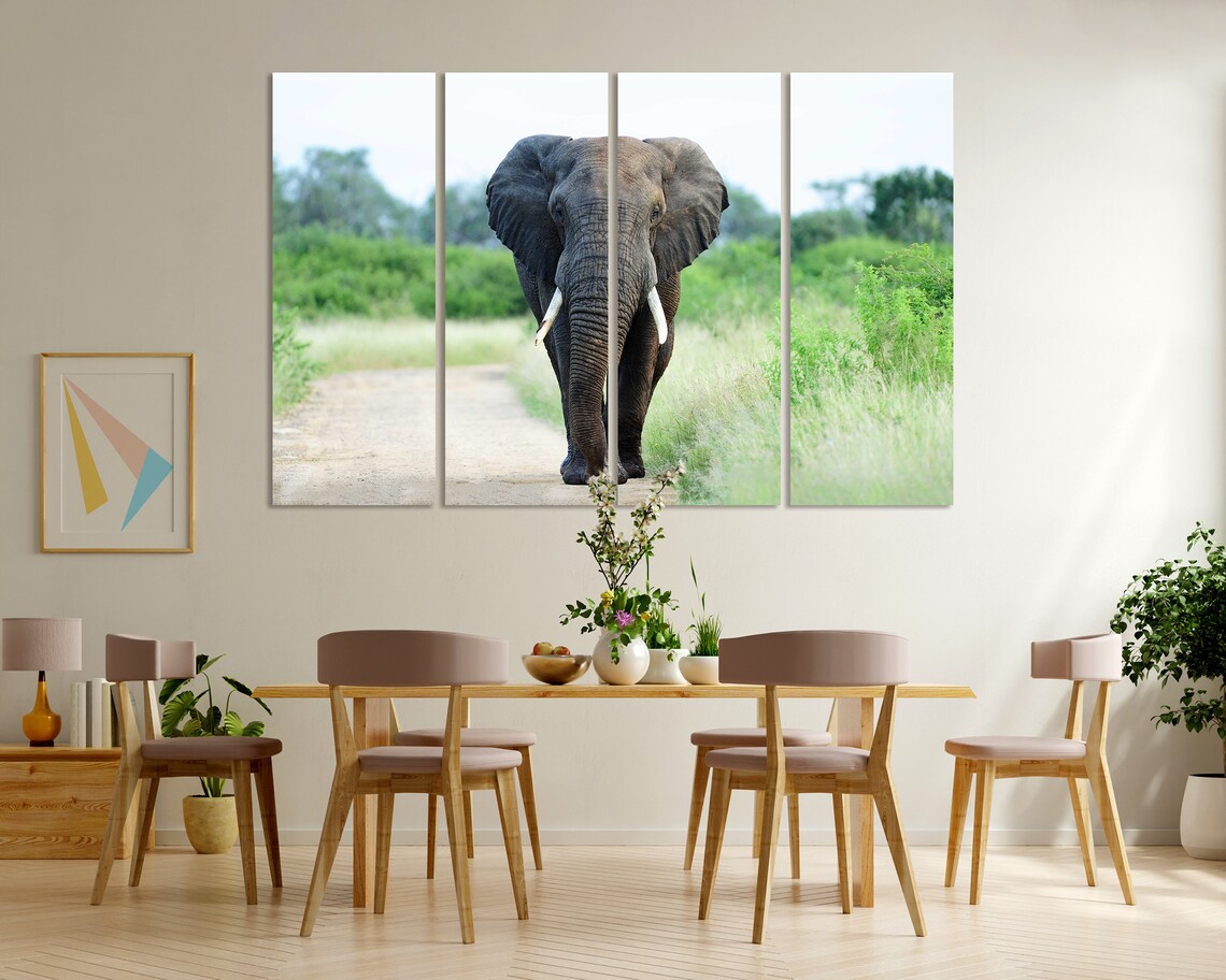 African Elephant Walking Savannah Path Majestic Wildlife Poster - Image 6