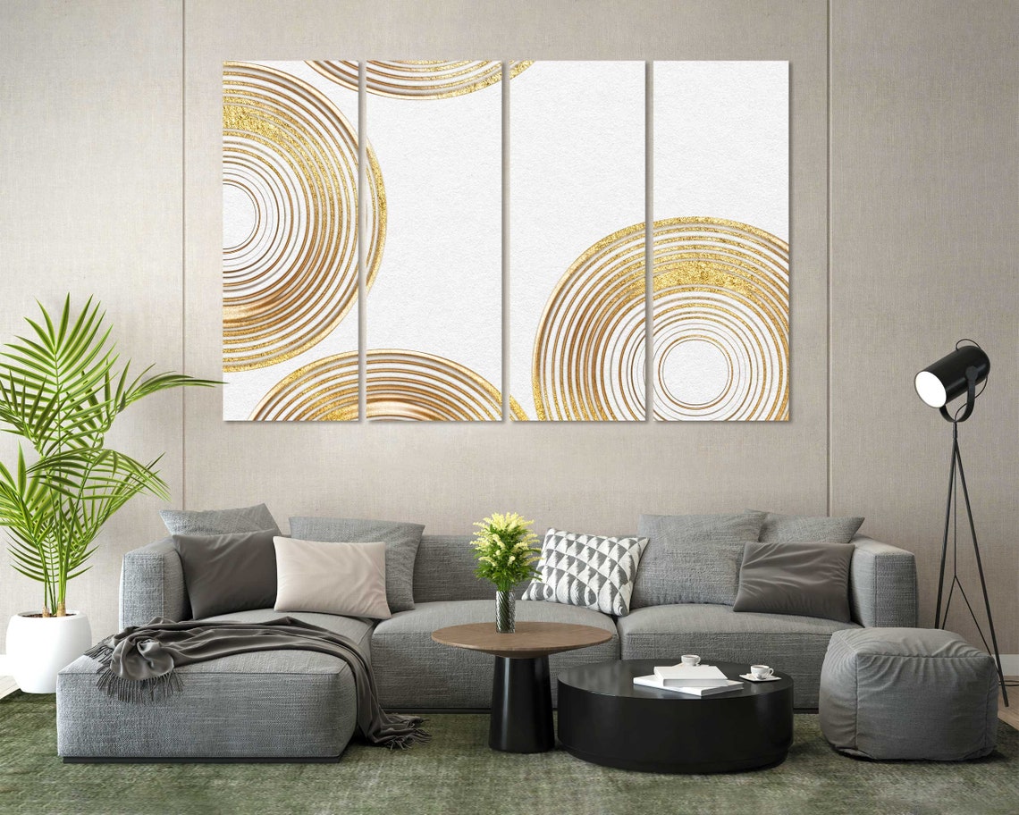 Gold Concentric Circles on White Modern Luxury Abstract Poster - Image 8