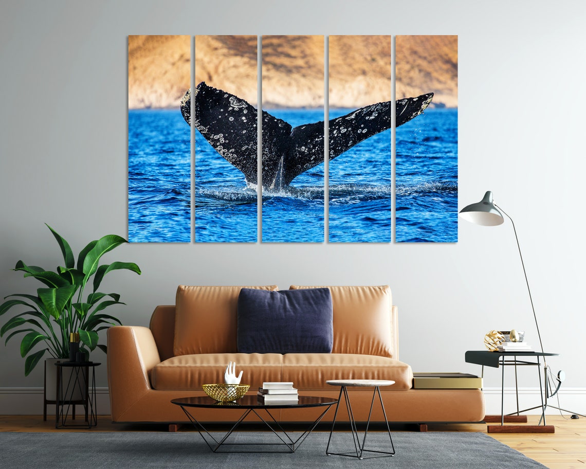 Humpback Whale Tail Flukes Breaching Blue Ocean Waves Wildlife Poster - Image 7