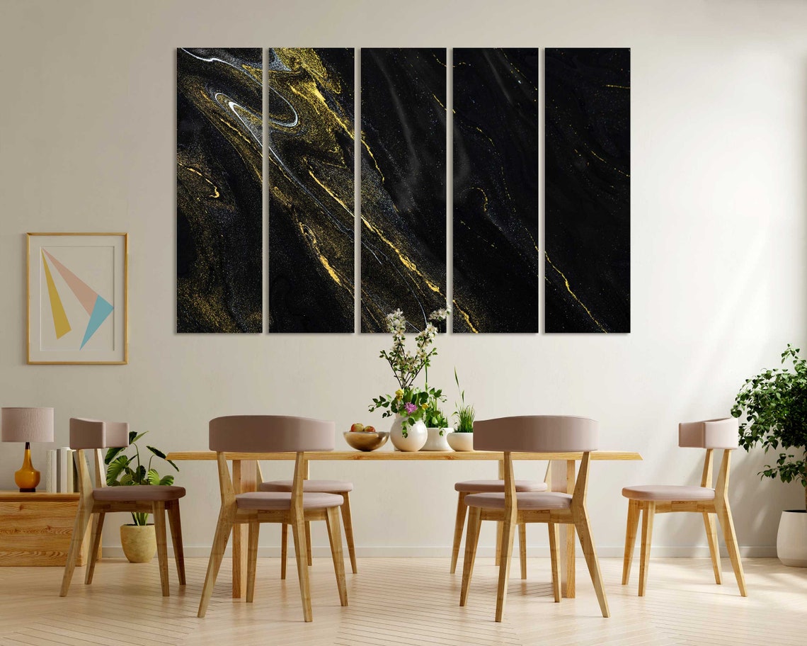 Black Gold Marble Swirl Luxury Abstract Dark Background Wall Poster - Image 6