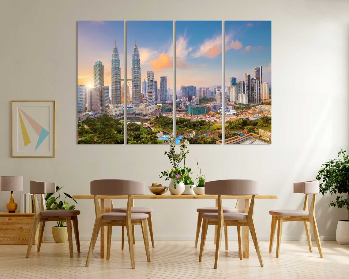 Kuala Lumpur Petronas Towers Sunset Skyline Malaysia Travel Poster - Image 5