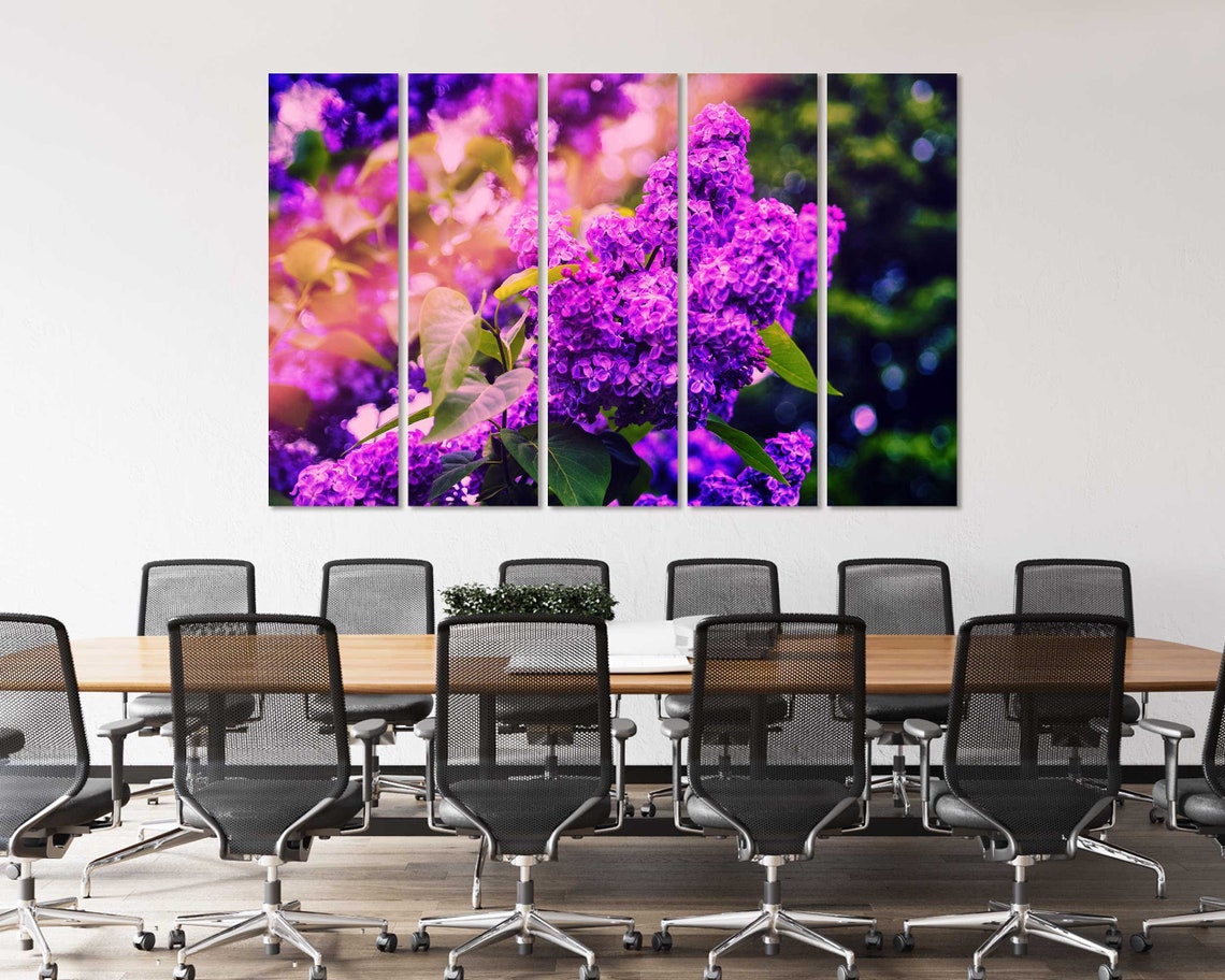 Purple Lilac Blossoms Close Up Spring Flower Garden Wall Art Print - Image 4