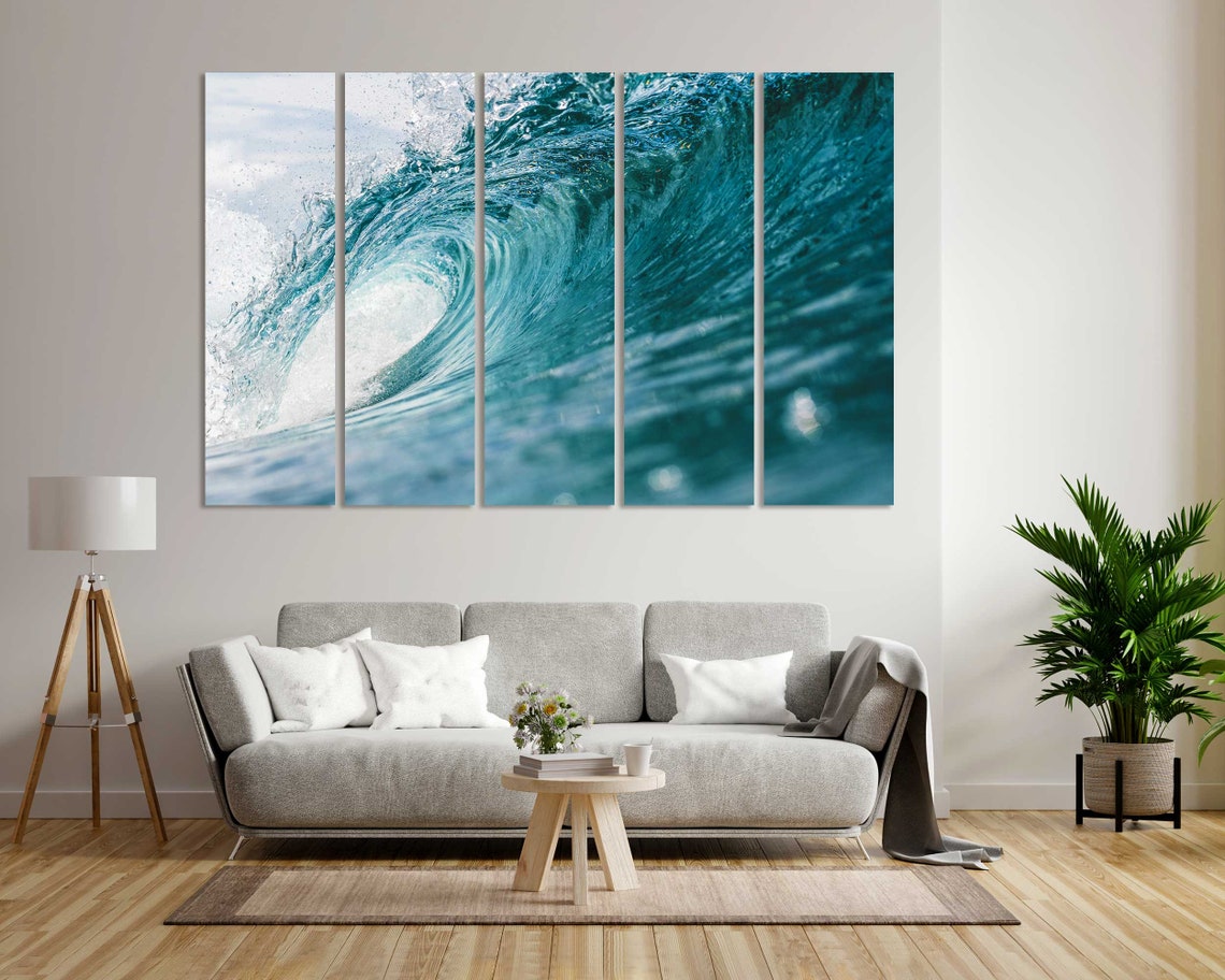 Turquoise Ocean Wave Curling Barrel Surf Seascape Blue Art Poster - Image 7