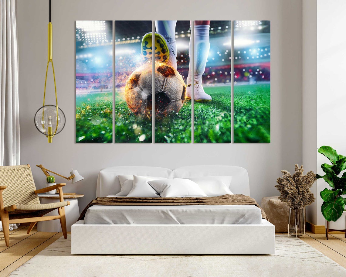 Football Art For Room Decor Football Ball Wall Art Fire Ball Original Art On Game With Ball Print Football Art For Gifts - Image 6