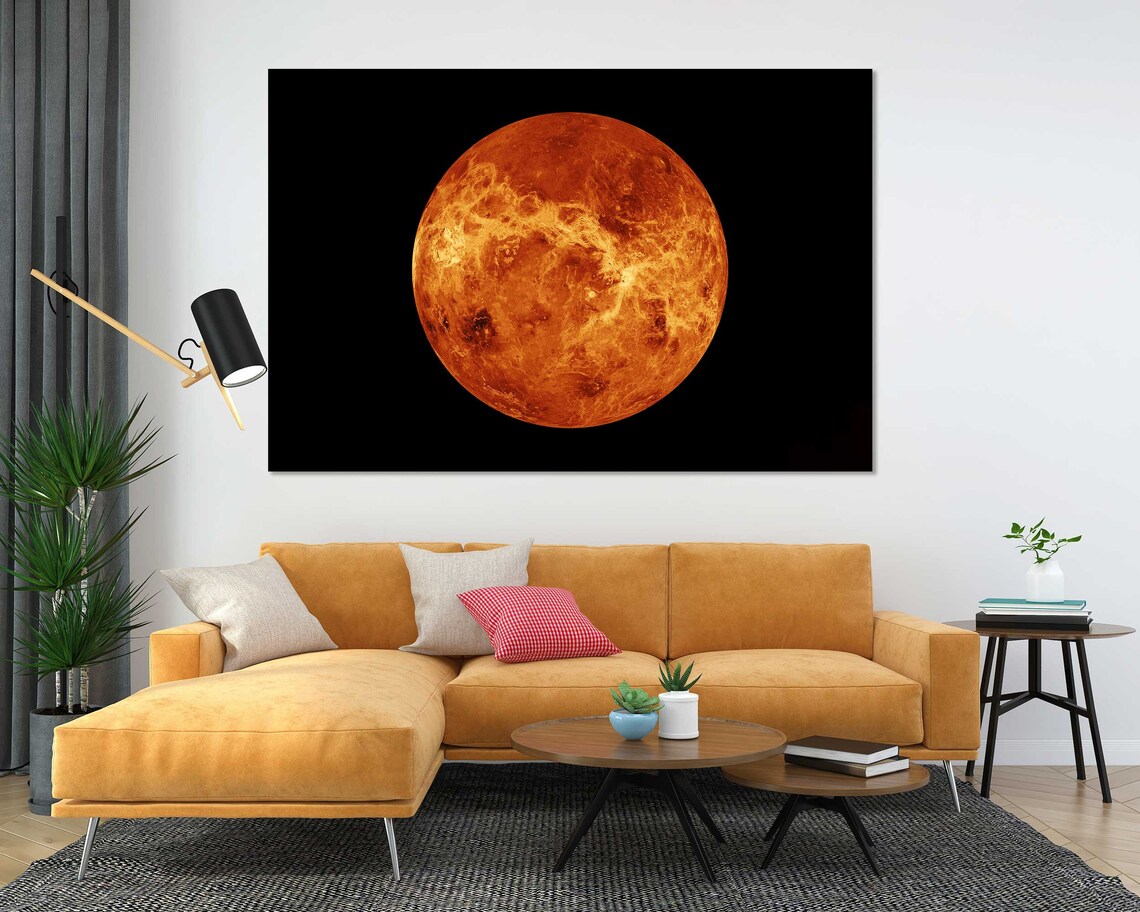 Planet Venus Close Up Fiery Orange Surface in Deep Space Art Print - Image 5