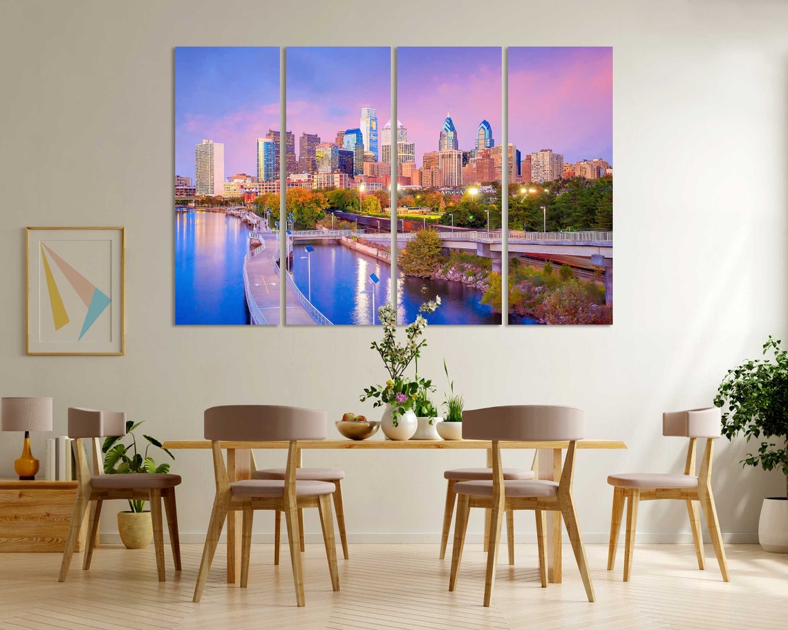 Philadelphia Downtown Skyline At Sunset Over Schuylkill River Poster - Image 6