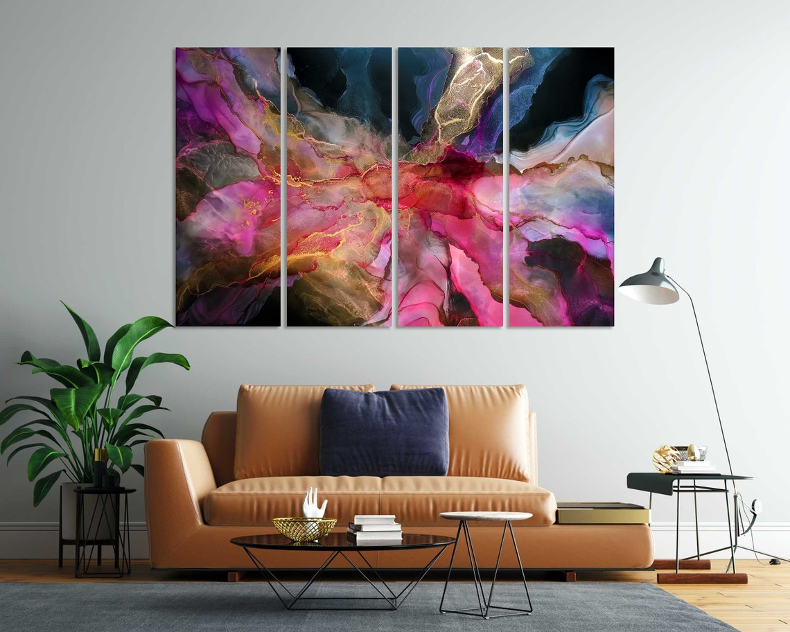 Vibrant Pink Purple Abstract Watercolor Flowing Ink Modern Wall Poster - Image 7