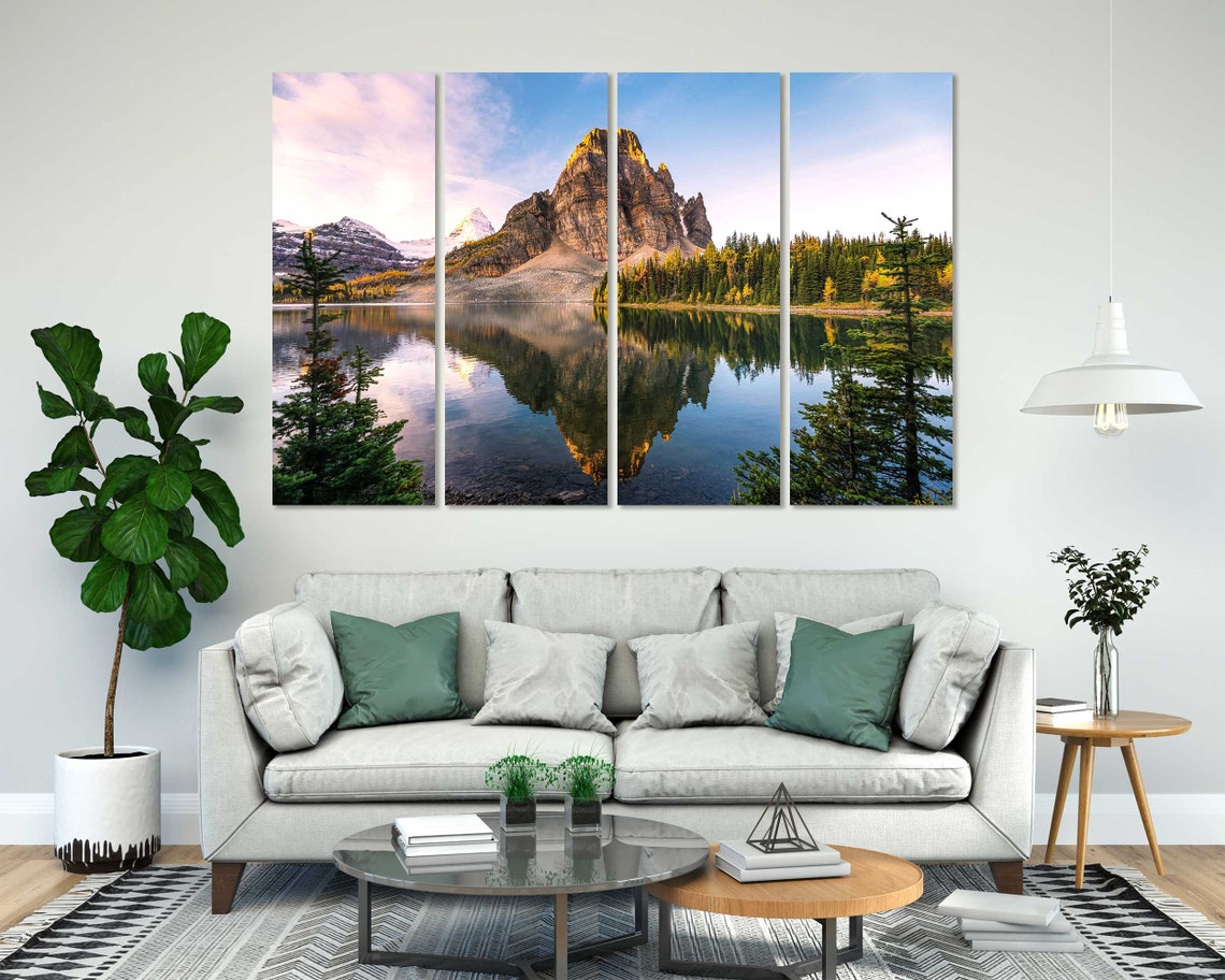 Mount Assiniboine Canada Lake Reflection Golden Larch Trees Poster - Image 8