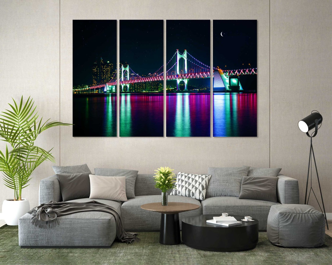 Busan South Korea Gwangan Bridge Rainbow Night Lights Travel Poster - Image 7