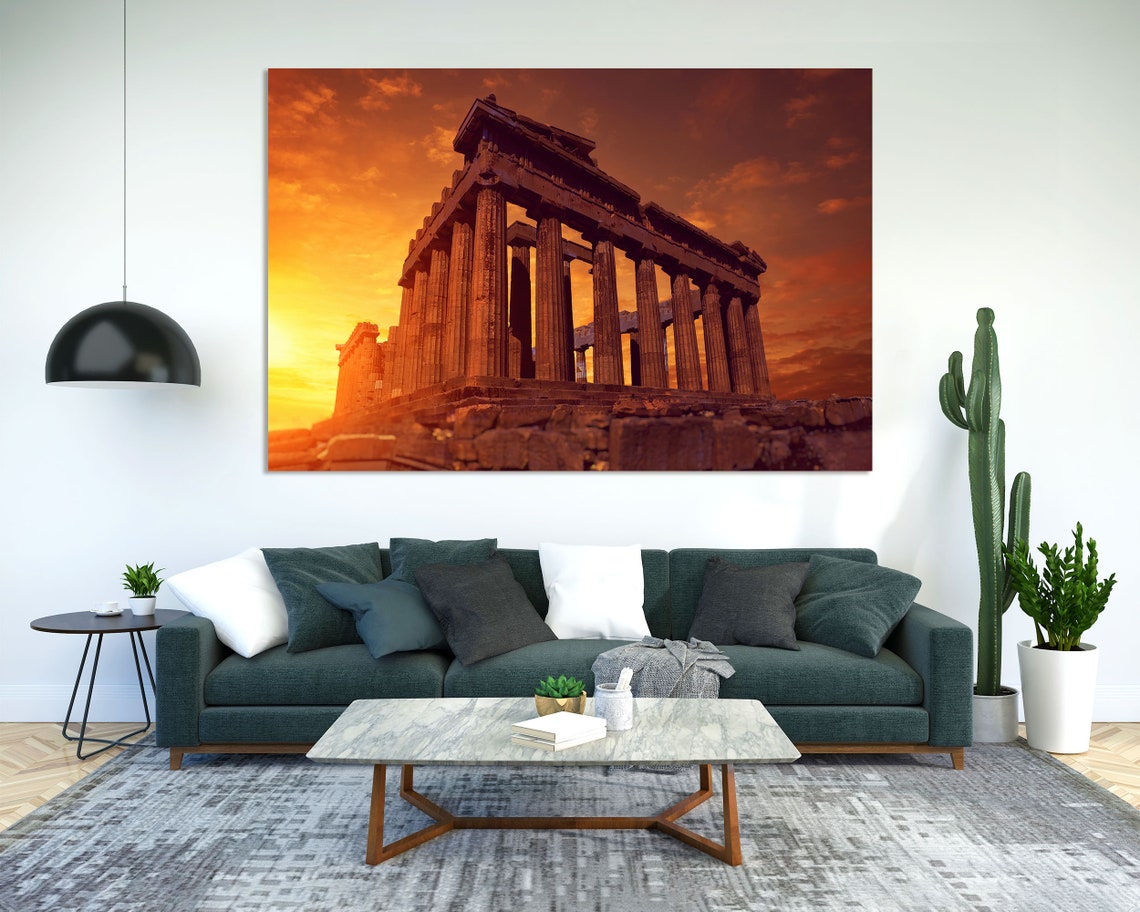 Parthenon Athens Greece Sunset Golden Columns Ancient Temple Poster - Image 2
