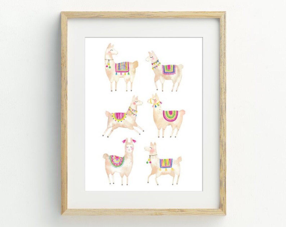 Minimalist Llama Art Print, Cute Animal Wall Art